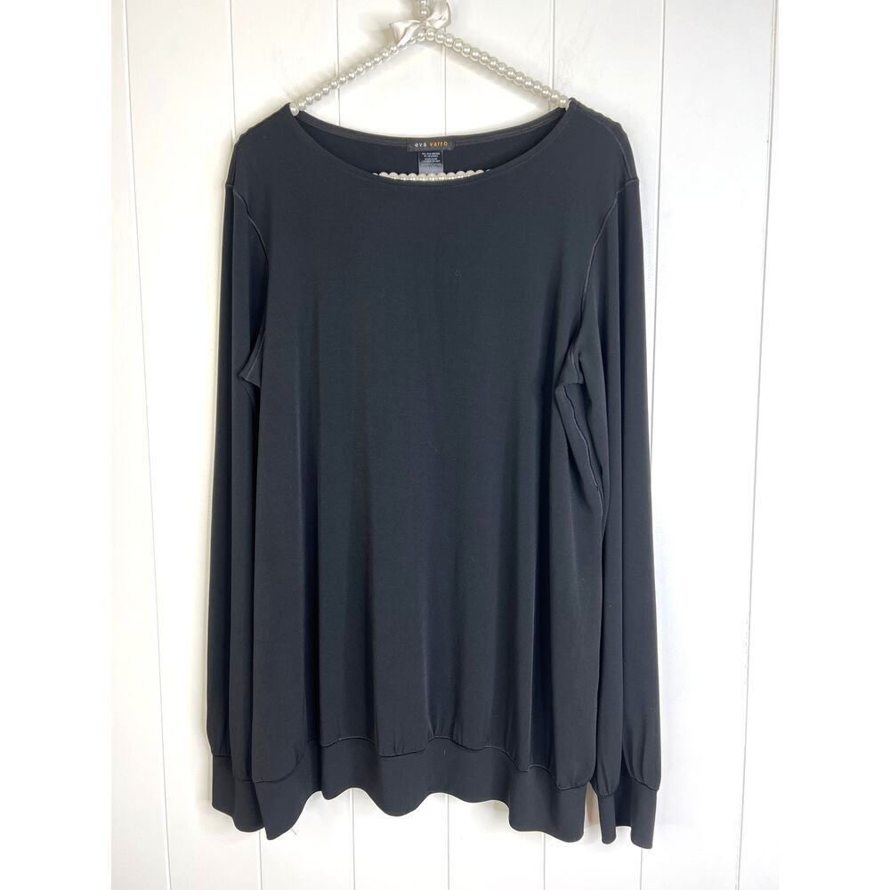 Eva Varro Black‎ Elevated Sweatshirt Shape Blouse Size XL